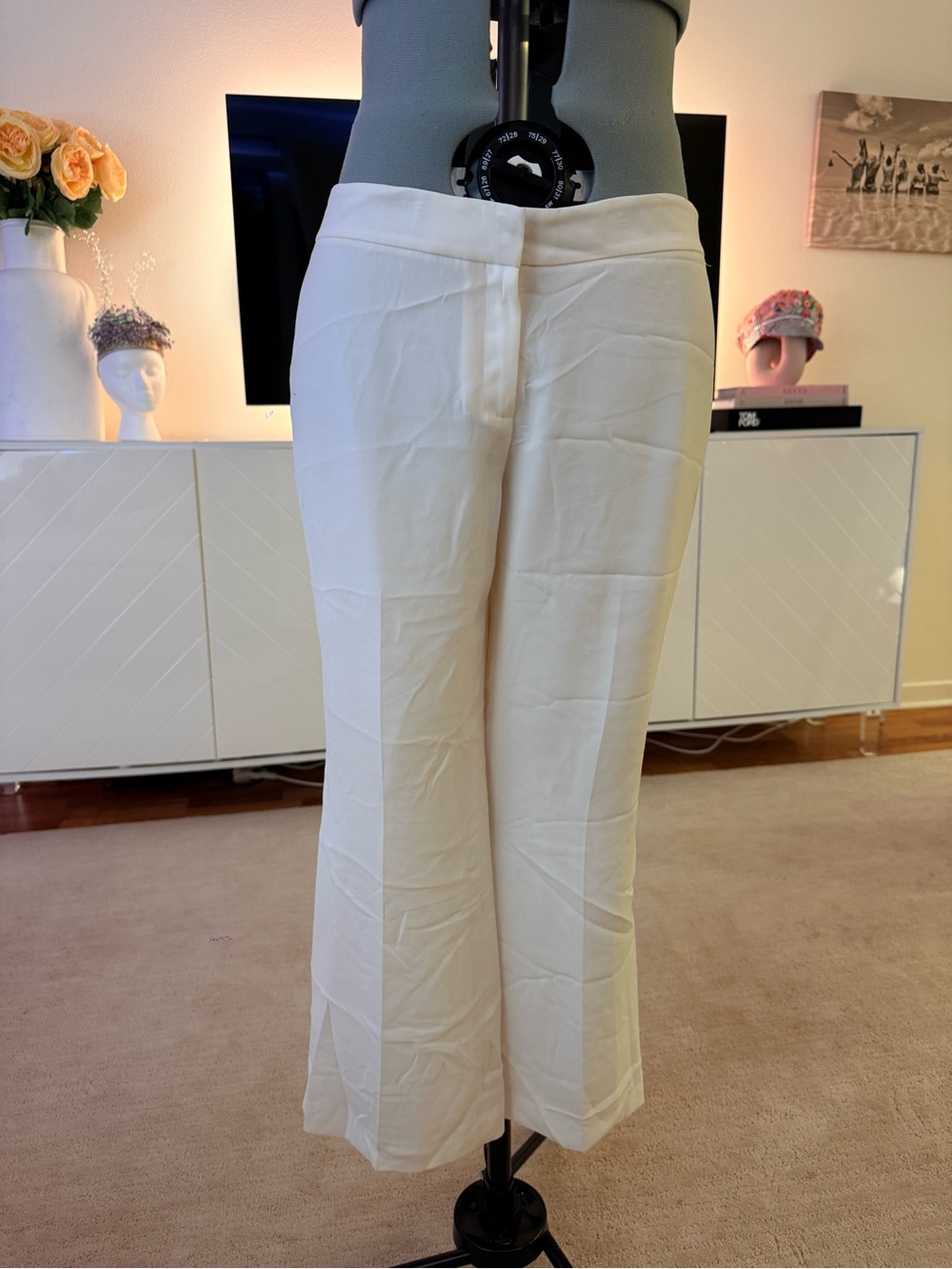 Lafayette 148 NY Manhattan Crop Flare Pants 6 Cloud